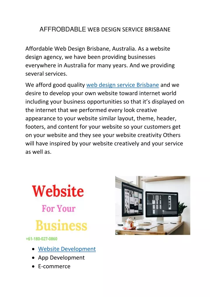 affrobdable web design service brisbane