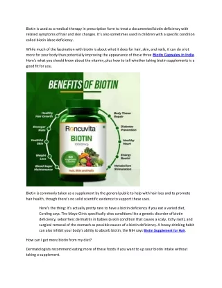 biotin is used as a medical therapy