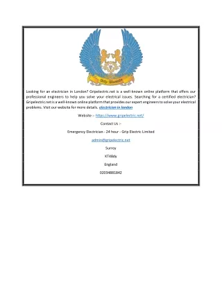 looking for an electrician in london gripelectric