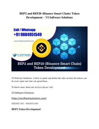 BEP2 and BEP20 (Binance Smart Chain) Token Development - VI software solutions