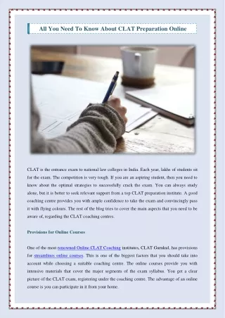 All You Need To Know About CLAT Preparation Online