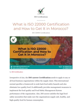What is ISO 22000 Certification and How to Get It in Morocco