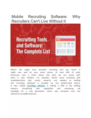 Mobile Recruiting Software Why Recruiters Cant Live Without It