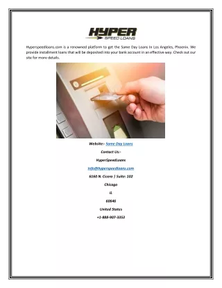 Same Day Loans | Hyperspeedloans.com