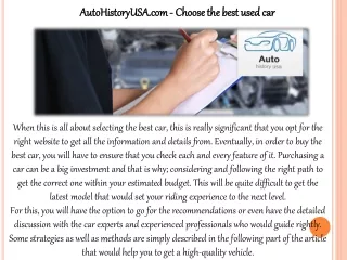 AutoHistoryUSA.com - Choose the best used car