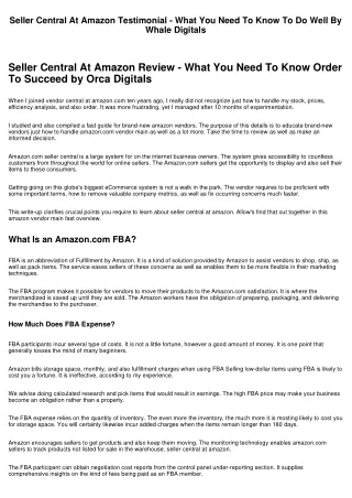 Vendor Central At Amazon Testimonial - What You Required To Know To Prosper By Whale Digitals