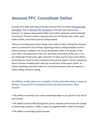 amazon ppc consultant online