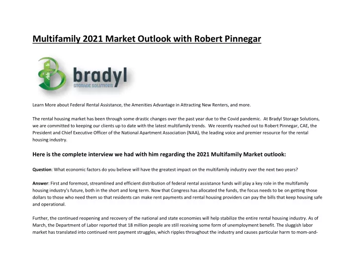 multifamily 2021 market outlook with robert