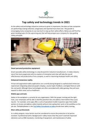 Top safety and technology trends in 2021