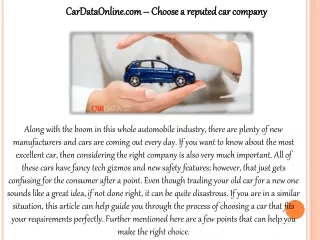 CarDataOnline.com – Choose a reputed car company