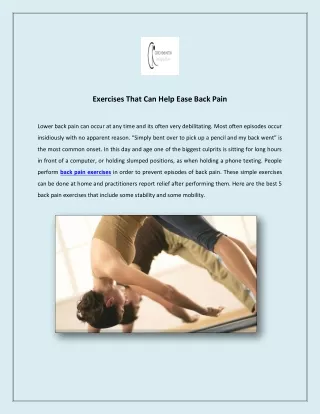 Exercises That Can Help Ease Back Pain