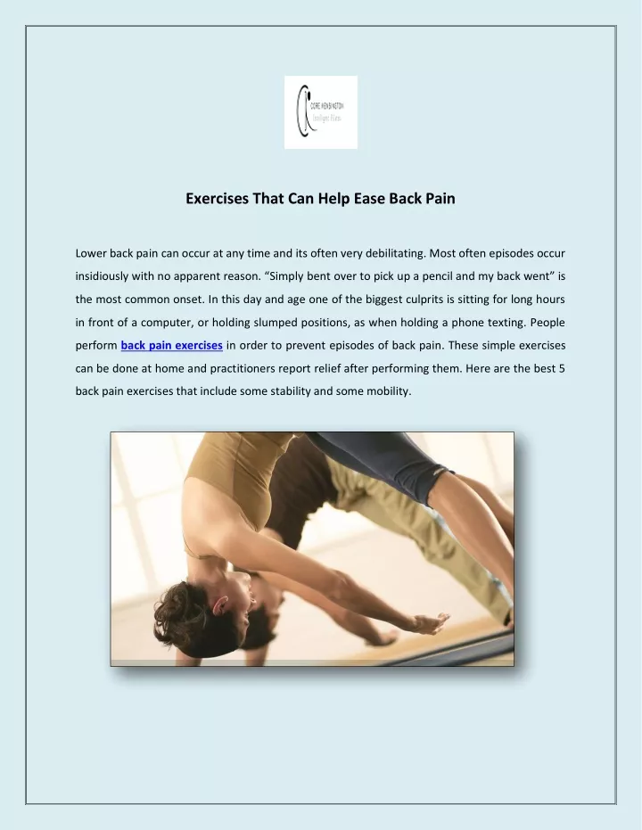 exercises that can help ease back pain