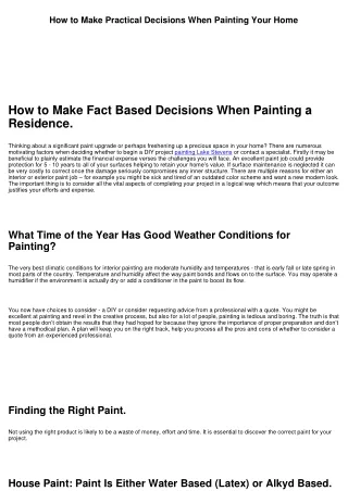 How to Make Practical Decisions When Painting Your Home