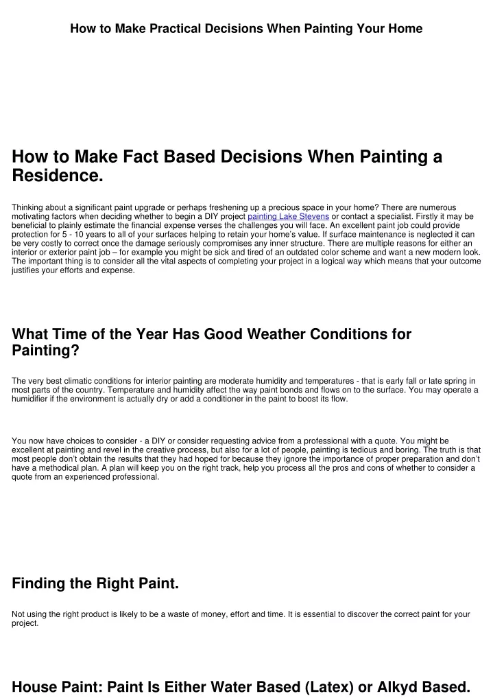 how to make practical decisions when painting