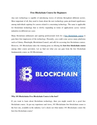 Free Blockchain Course for Beginners
