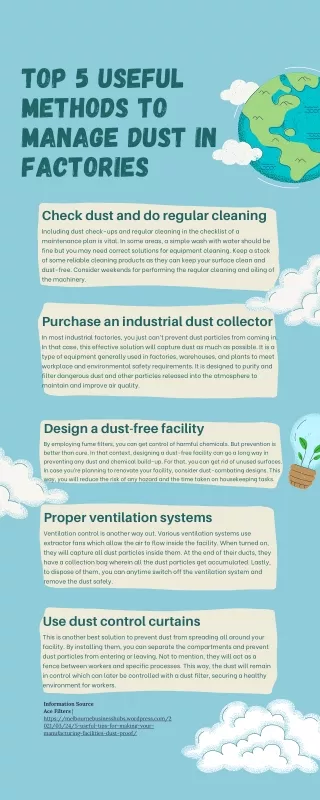 Top 5 Useful Methods to Manage Dust in Factories - Ace Filters