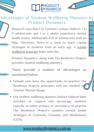 Advantages of Student Wellbeing Planners by Product Dynamics