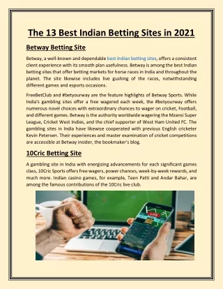 The 13 Best Indian Betting Sites in 2021