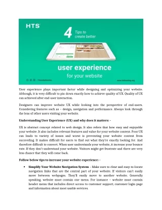 user experience plays important factor while