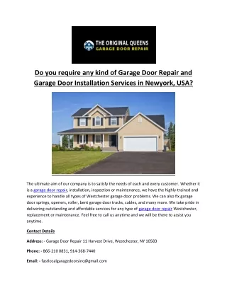 Best Garage Door Repair Mount Vernon NY, USA