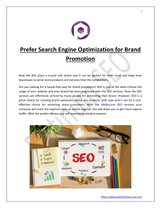 Prefer Search Engine Optimization for Brand Promotion