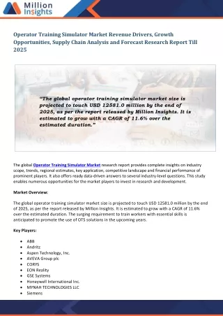 operator training simulator market revenue