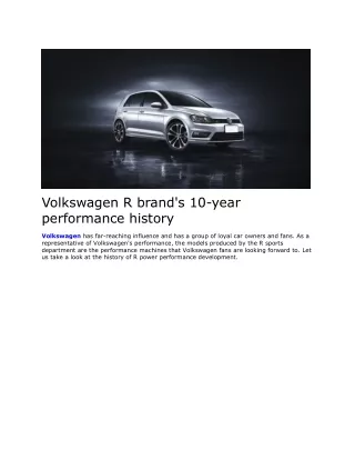 Volkswagen R brands 10year performance history
