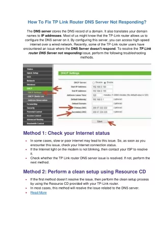 how to fix tp link router dns server