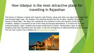 How Udaipur is the most attractive place for travelling in Rajasthan