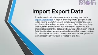 Import Export Data