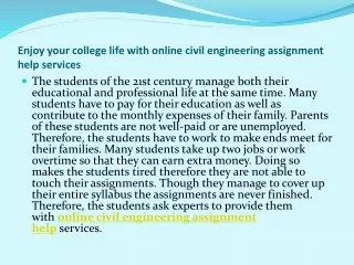 Enjoy your college life with online civil engineering