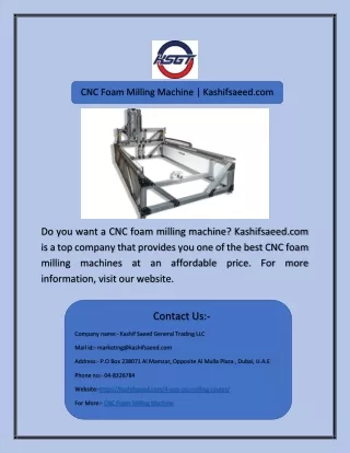 CNC Foam Milling Machine | Kashifsaeed.com