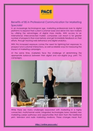 Benefits of BS in Professional Communication for Marketing Specialist