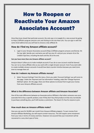 How to Reopen or Reactivate Your Amazon Associates Account?