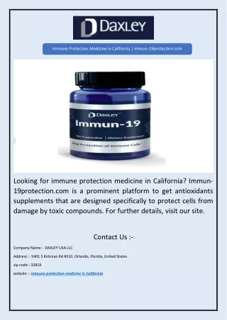 Immune Protection Medicine in California | Immun-19protection.com