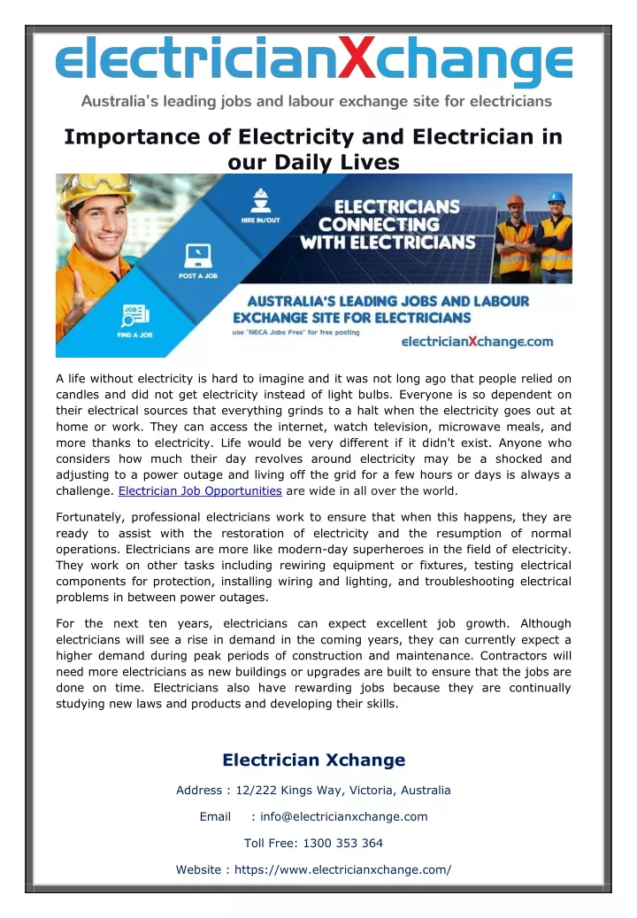 importance of electricity and electrician