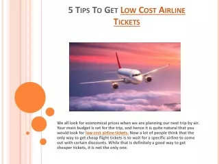 5 Tips To Get Low Cost Airline Tickets