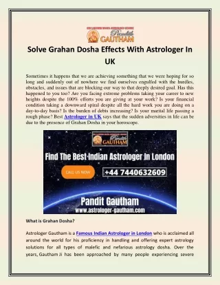 Solve Grahan Dosha Effects With Astrologer In UK