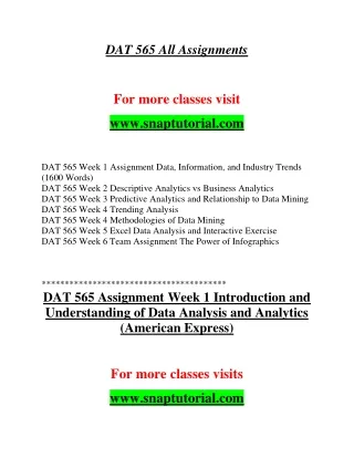 DAT 565 Enthusiastic Teaching / snaptutorial.com