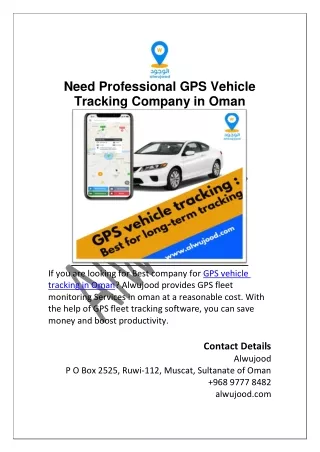 GPS Vehicle Tracking Company in Oman -Alwujood