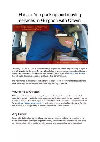 hassle free packing and moving services