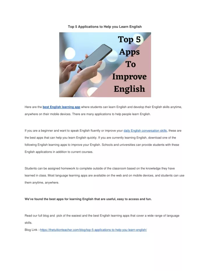 top 5 applications to help you learn english