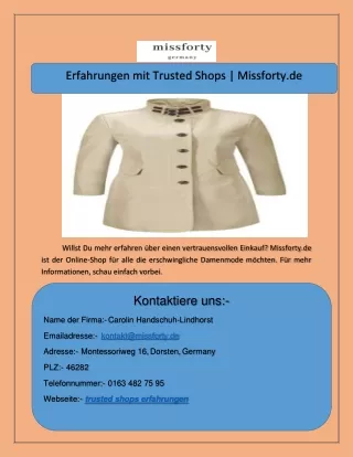 Erfahrungen mit Trusted Shops  Missforty.de