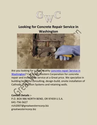 Concrete Repair Service in Washington - Greatwestern