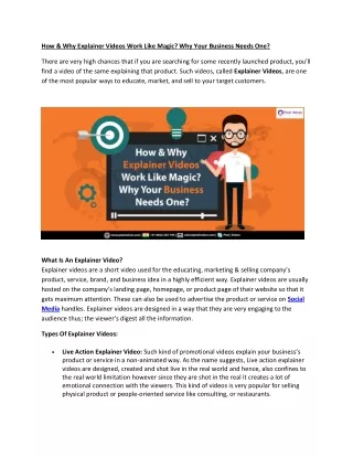 How & Why Explainer Videos Work Like Magic? Why Your Business Needs One?