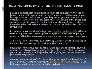 quick and simple ways to find the best local plumber