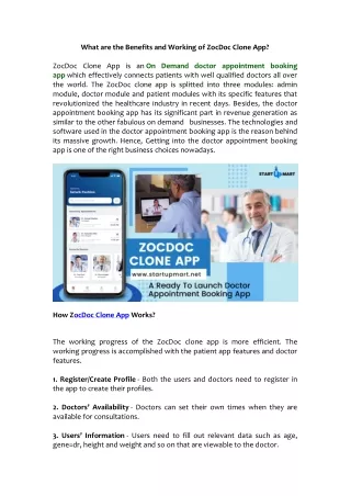 what are the benefits and working of zocdoc clone