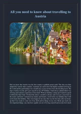 All You Need To Know About Travelling To Austria
