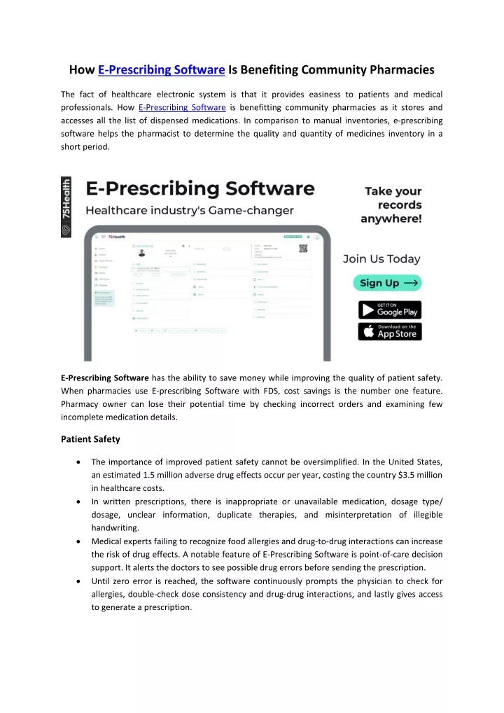 PPT - How E Prescribing Software Is Benefitting Community Pharmacies ...