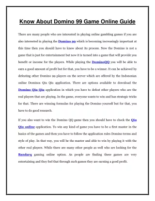 know about domino 99 game online guide